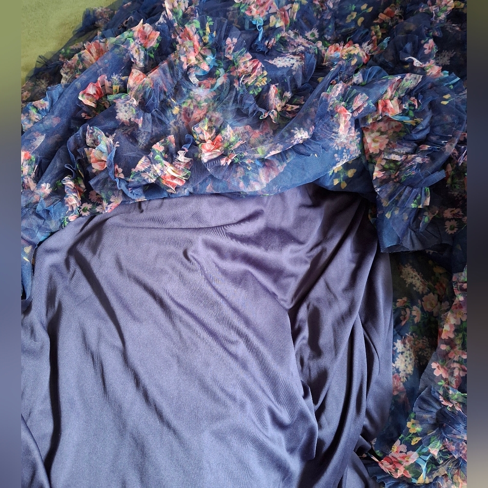 Lulu's Multicolor Floral Strapless Ruffle Gown Dress - Picture 11 of 11